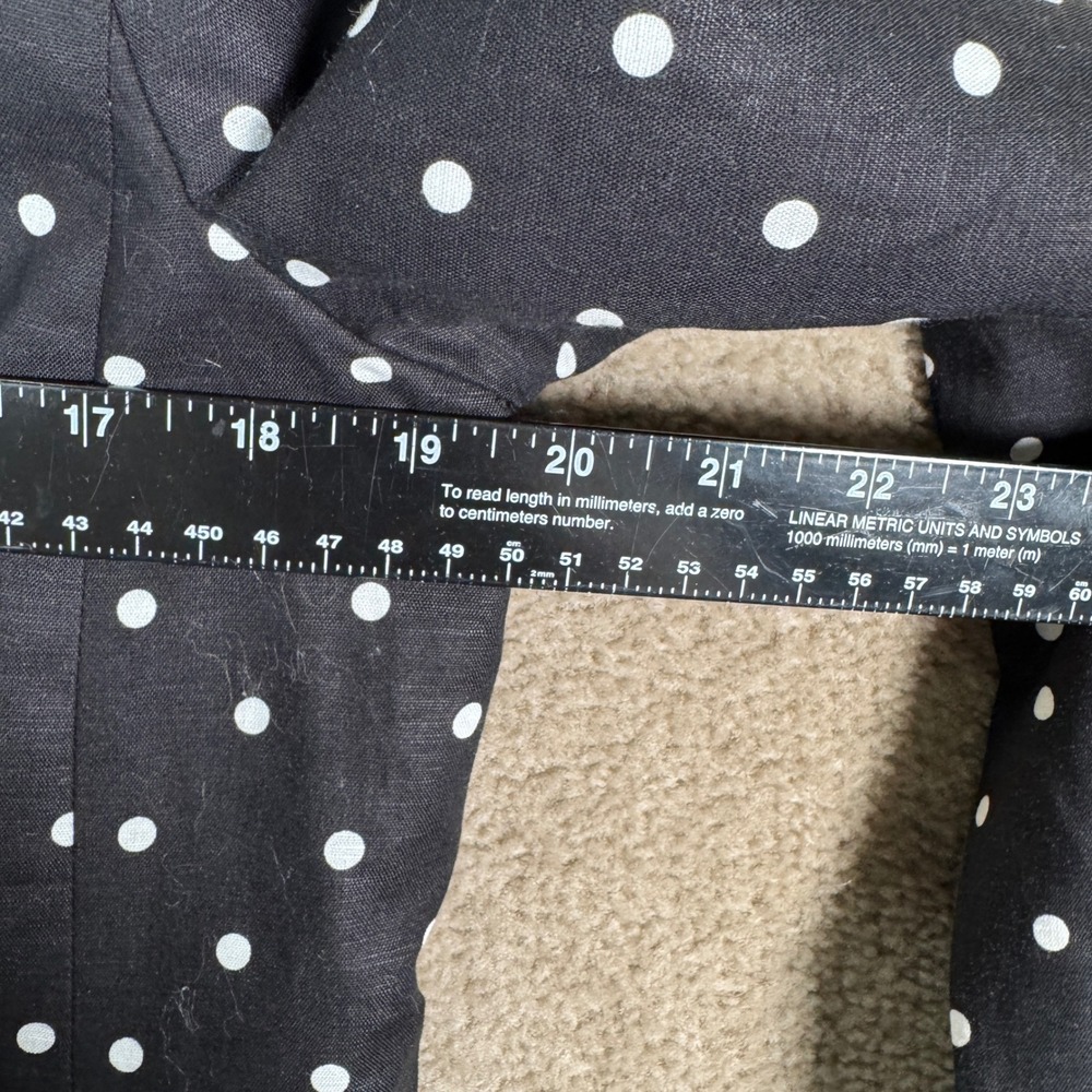 Talbots Blazer Womens 12 Black Polka Dot Linen Jacket Nautical Anchor Button NEW - Picture 10 of 13